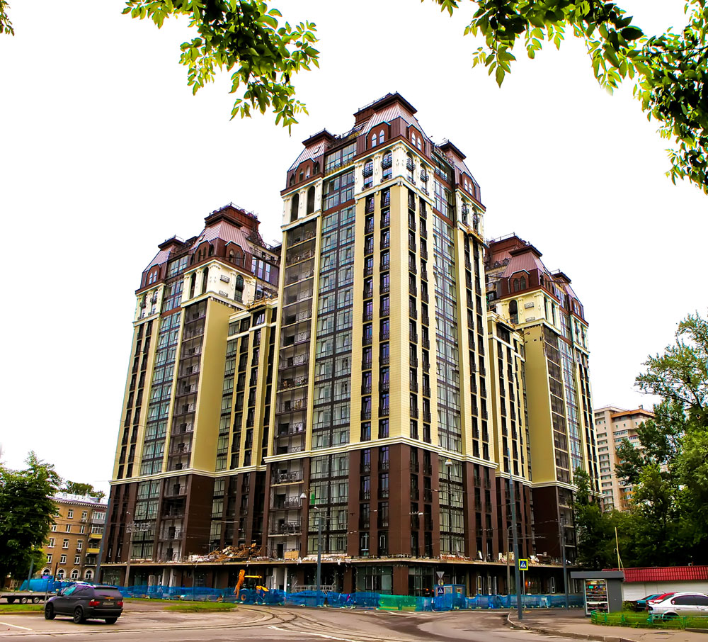 ЖК «Соколиный форт», г. Москва.Использованы навесные вентилируемые фасады 