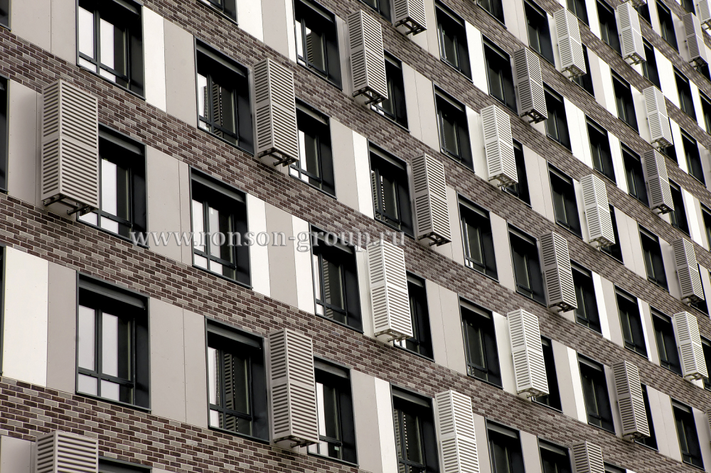 ЖК «Движение» Тушино, г. Москва.Использованы навесные вентилируемые фасады Ронсон-100